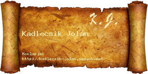 Kadlecsik Jolán névjegykártya