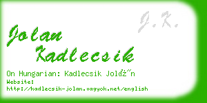 jolan kadlecsik business card